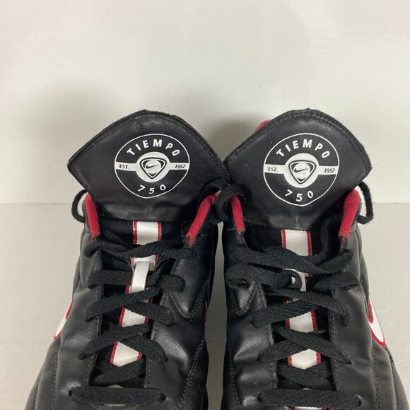 Nike Tiempo 750 Soccer Cleats Men's Size 12.5 Black Red White Leather 2004 - Picture 8 of 11